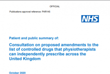 Patient and public summary of: Consultation on proposed amendments to the list of controlled drugs that physiotherapists can independently prescribe across the United Kingdom